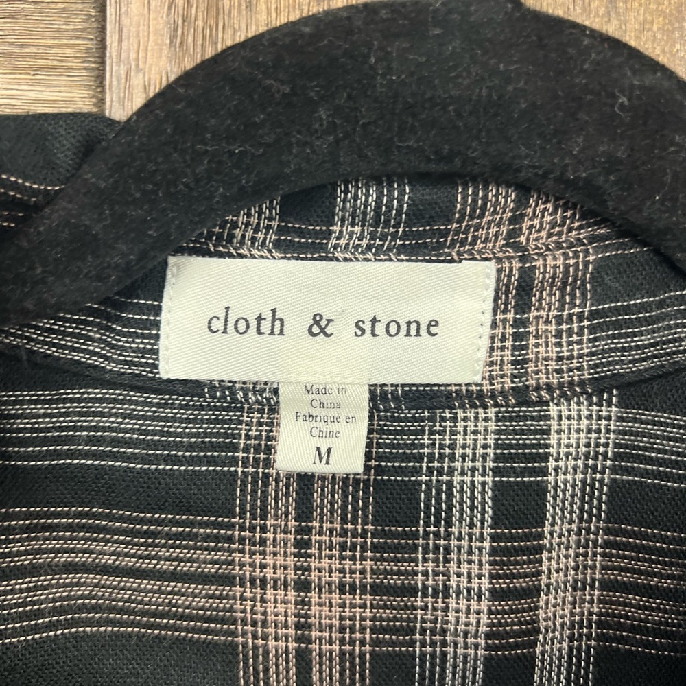 Cloth & Stone Long Sleeve Belted Shirt Dress in Maple Wood Plaid Size Medium - Picture 5 of 7